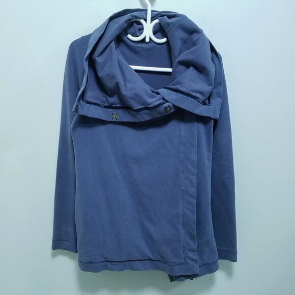 Lululemon Awareness Wrap Blue Snap Button Neck Sweater Jacket Size 4 XS - Picture 2 of 10